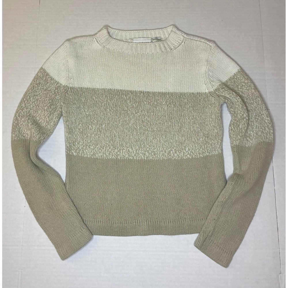 Liz Claiborne Colorblock Knit Pullover Sweater - Cream, Taupe & Beige